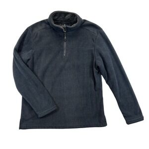 London Fog Pullover Men's XL Blue Gray‎ Sherpa Lined Super Soft Quarter Zip